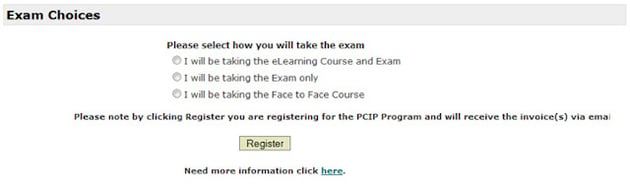 PCIP Exam Choices
